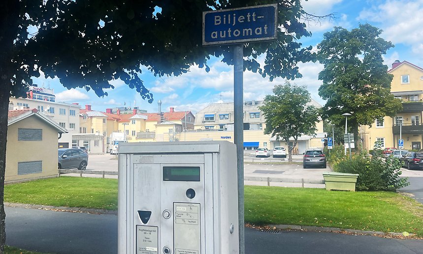 Bild på en parkeringsautomat i Värnamo